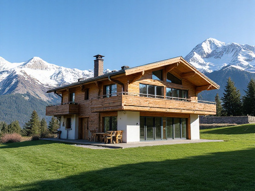 Modern Swiss property with mountain view